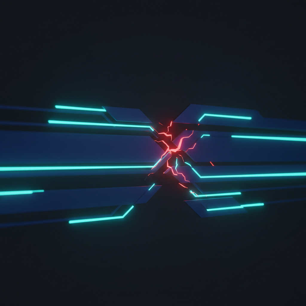 Abstract image representing AI coding security risks, showing code lines and a potential vulnerability.