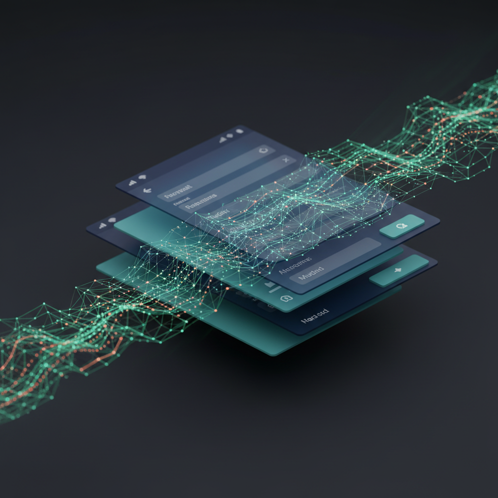 AI Flutter app testing process shown on a screen, with automation tools analyzing code and reports.