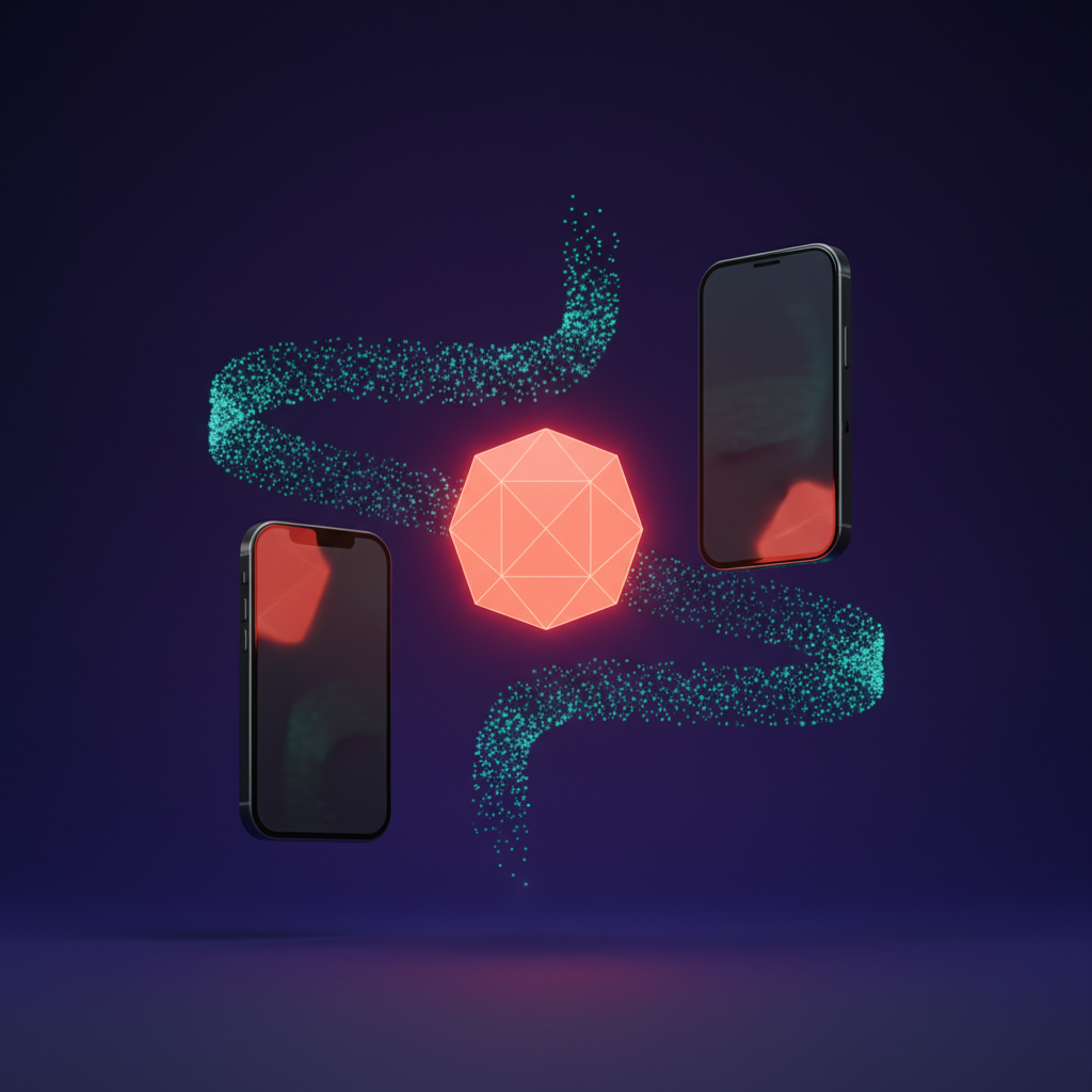 React Native app development code on a mobile phone with developer working