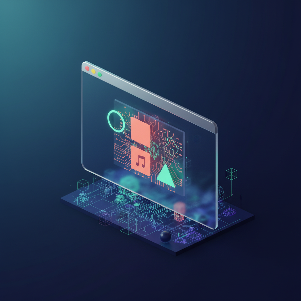 An illustration depicting a web browser interface morphing into a full browser OS, signifying a new era of compute.