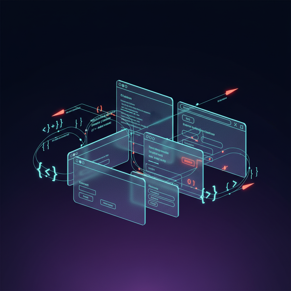 A graphic depicting various technologies and concepts, such as AI, mobile-first design, and cybersecurity, signifying the key Web Development Trends 2026.
