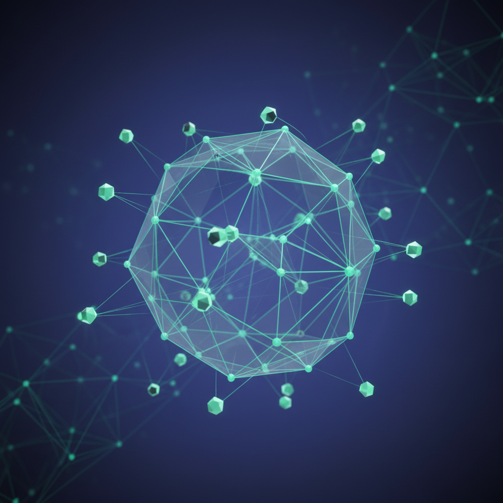 Illustration of autonomous AI agents working collaboratively in a swarm, representing future software development.