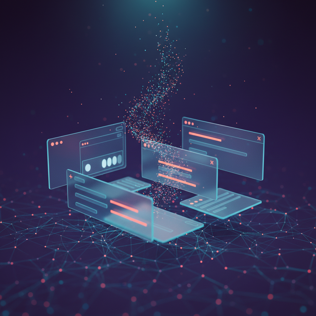 Abstract representation of AI design tools generating user interfaces