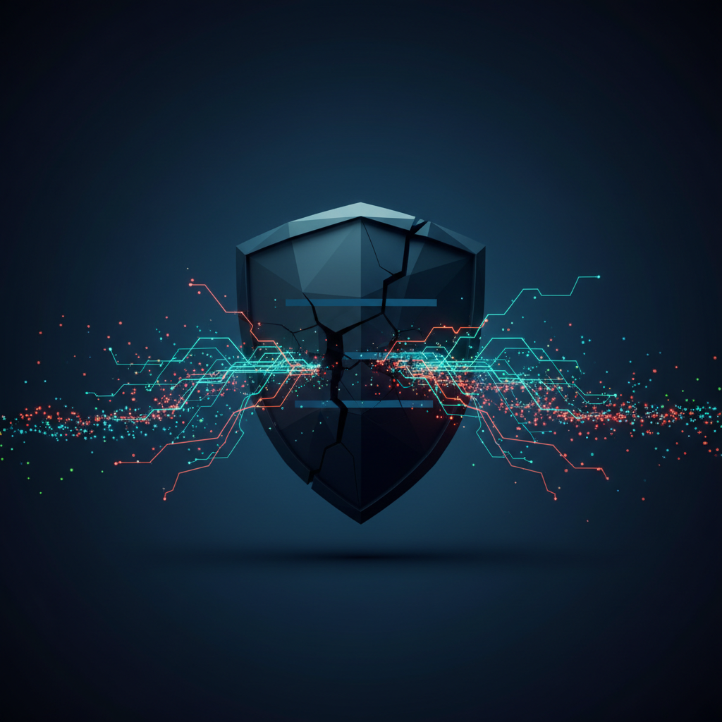 Illustration of AI powered cyber attacks breaching a secure network, with Mexican data stolen.