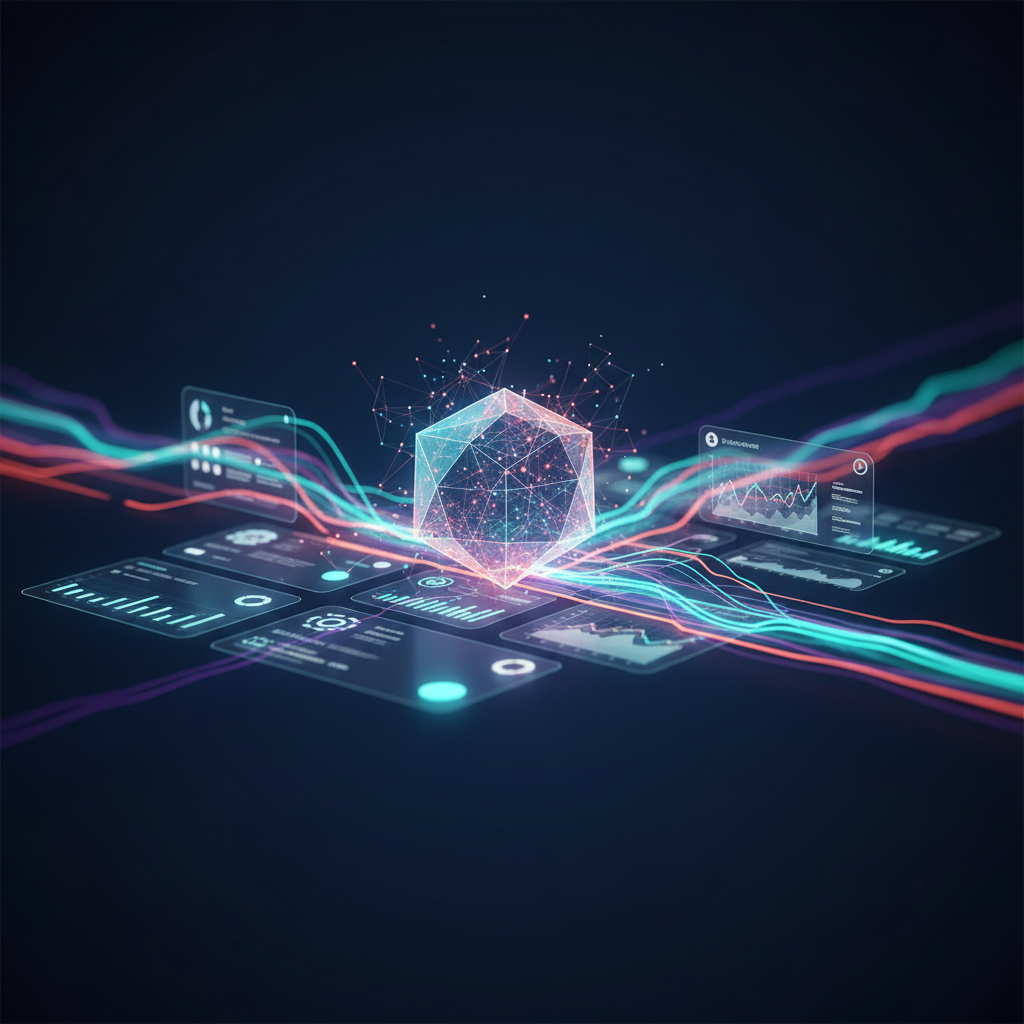 A futuristic interface being built by AI UI/UX design tools, representing the trend of AI GUI builders discussed on Trend Hunter.