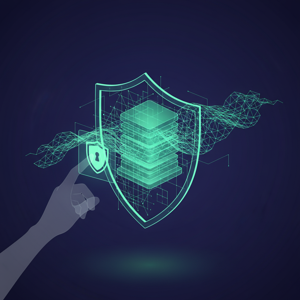Digital shields and locks illustrating heightened cybersecurity and data privacy protection.